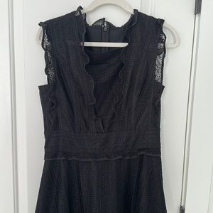 Adeam macrame lace hibiscus dress in black